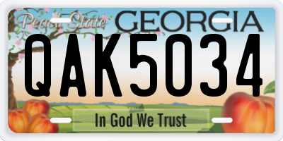 GA license plate QAK5034