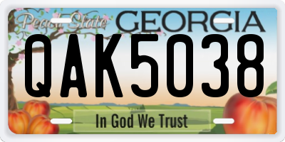 GA license plate QAK5038