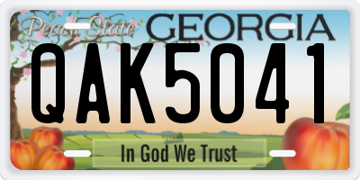 GA license plate QAK5041