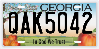 GA license plate QAK5042