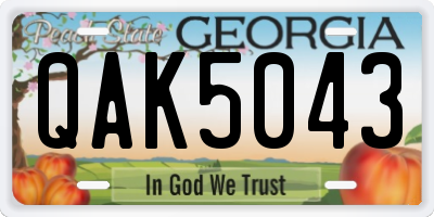 GA license plate QAK5043
