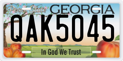 GA license plate QAK5045