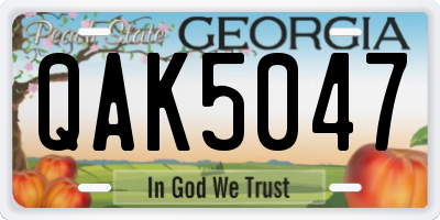 GA license plate QAK5047