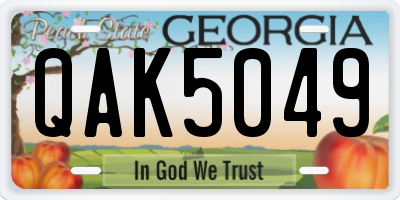 GA license plate QAK5049