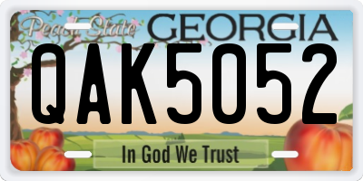 GA license plate QAK5052
