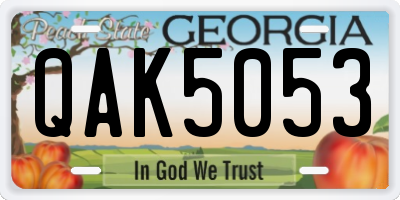 GA license plate QAK5053