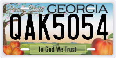 GA license plate QAK5054
