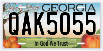 GA license plate QAK5055