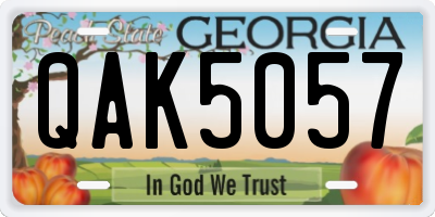 GA license plate QAK5057