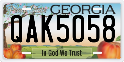 GA license plate QAK5058