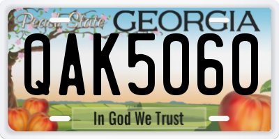 GA license plate QAK5060
