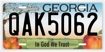GA license plate QAK5062