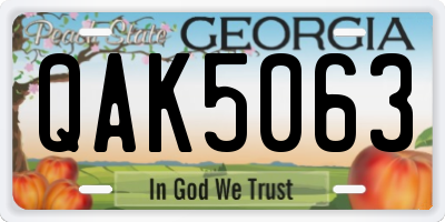 GA license plate QAK5063