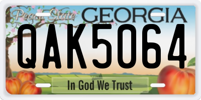 GA license plate QAK5064