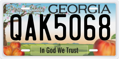GA license plate QAK5068