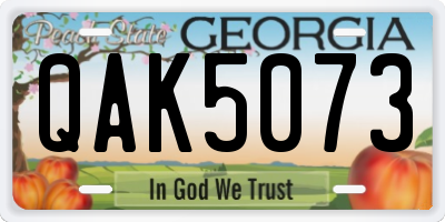 GA license plate QAK5073