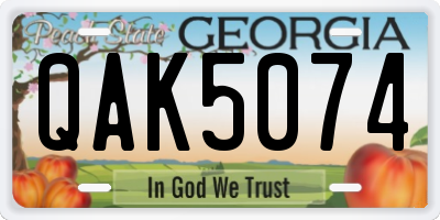 GA license plate QAK5074
