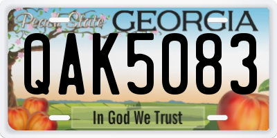 GA license plate QAK5083