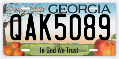 GA license plate QAK5089