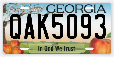 GA license plate QAK5093