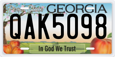 GA license plate QAK5098