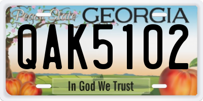 GA license plate QAK5102