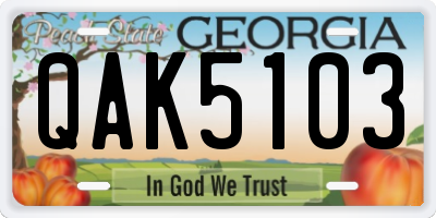 GA license plate QAK5103