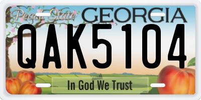 GA license plate QAK5104