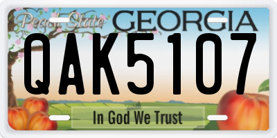 GA license plate QAK5107