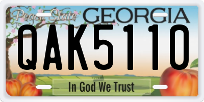 GA license plate QAK5110