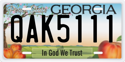 GA license plate QAK5111
