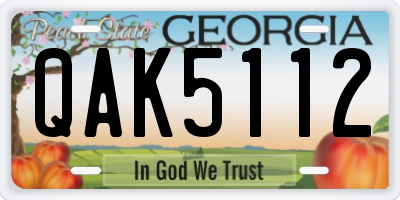 GA license plate QAK5112
