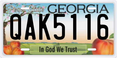 GA license plate QAK5116