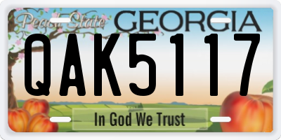 GA license plate QAK5117