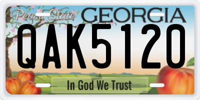 GA license plate QAK5120