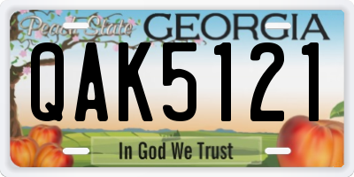 GA license plate QAK5121