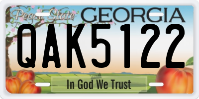 GA license plate QAK5122