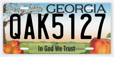 GA license plate QAK5127