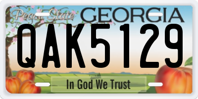 GA license plate QAK5129