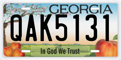 GA license plate QAK5131