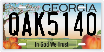 GA license plate QAK5140