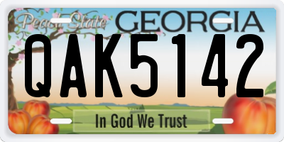 GA license plate QAK5142