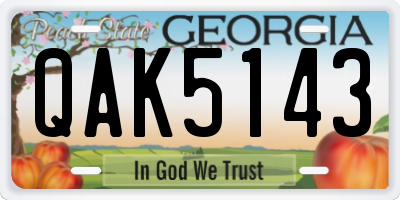 GA license plate QAK5143