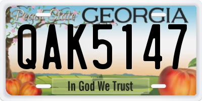 GA license plate QAK5147
