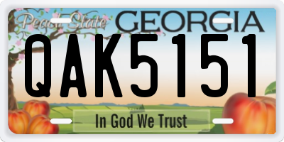 GA license plate QAK5151