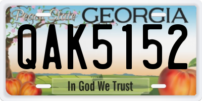 GA license plate QAK5152