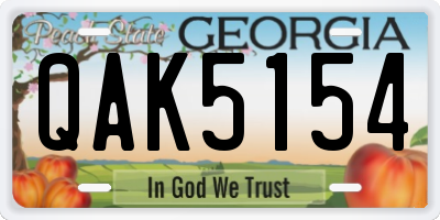 GA license plate QAK5154