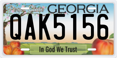 GA license plate QAK5156