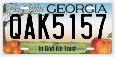 GA license plate QAK5157