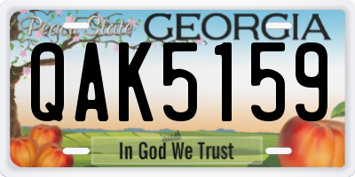 GA license plate QAK5159